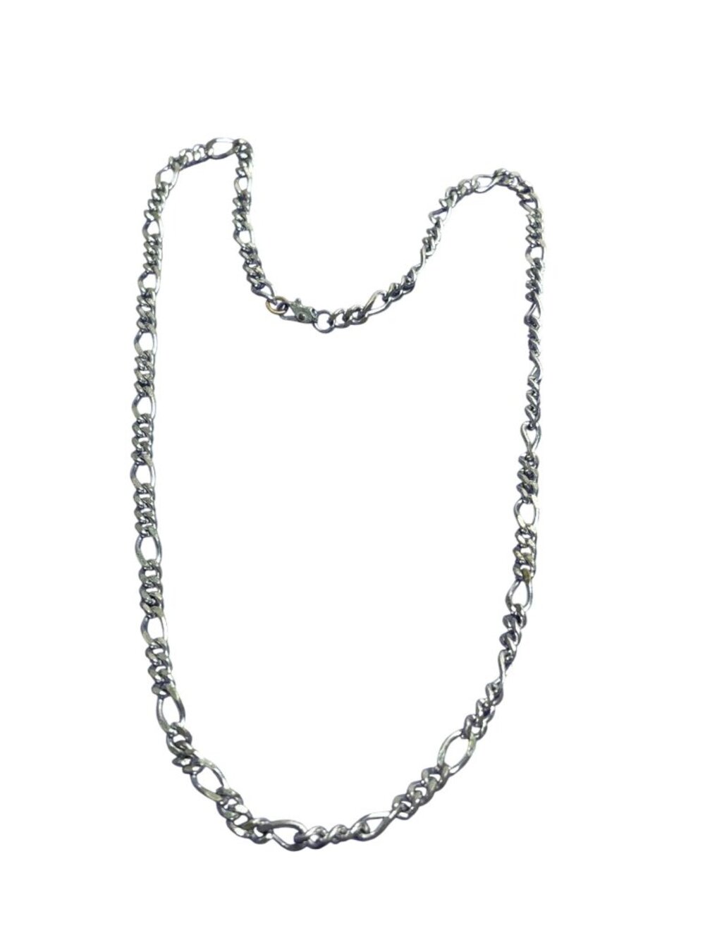 Vintage Silvertone Figaro Chain Necklace Overall Metal Wear